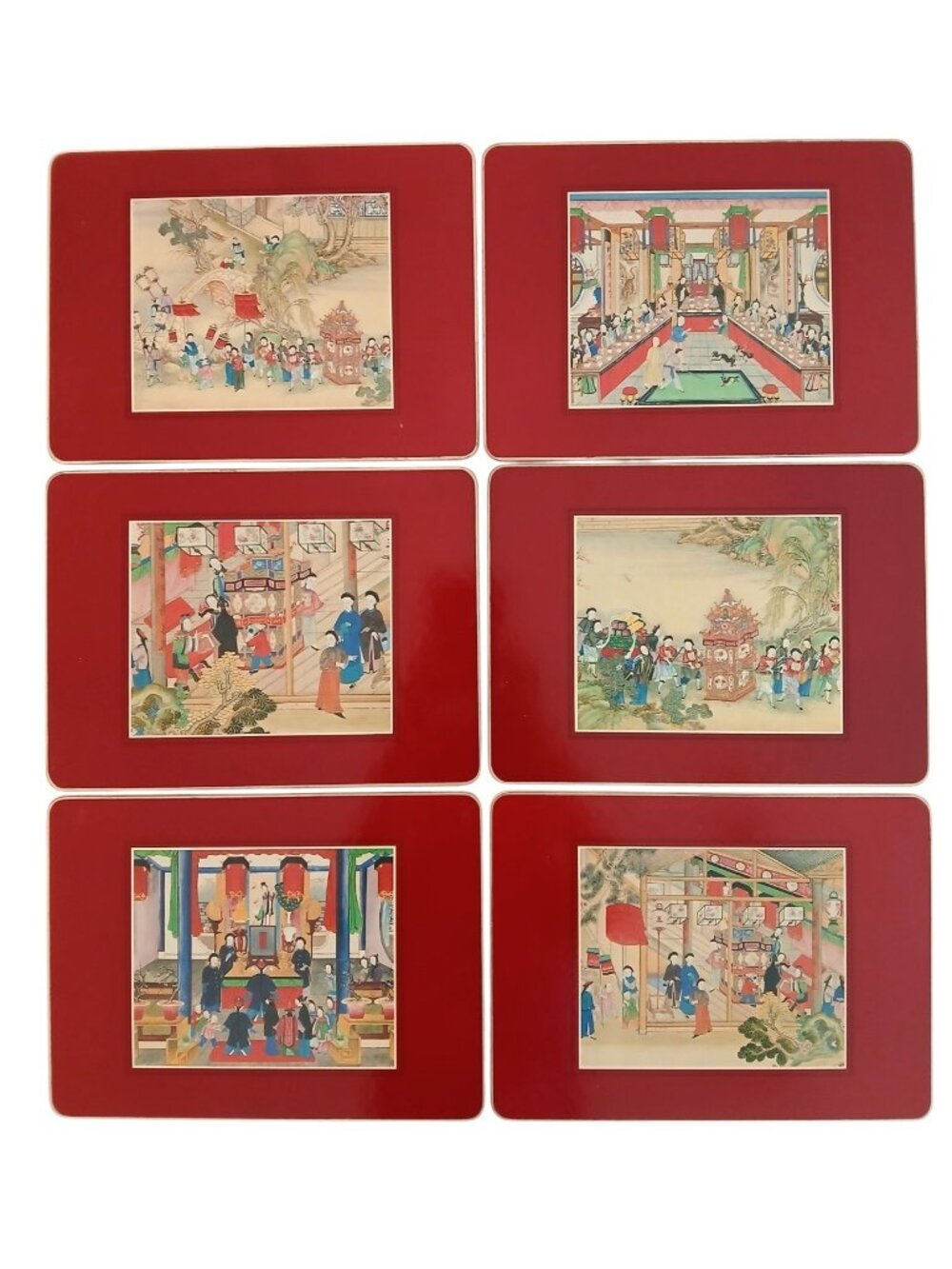 Clover Leaf Chinese Wedding Placemats Set 6 Cork Backed Vintage UK SPN9